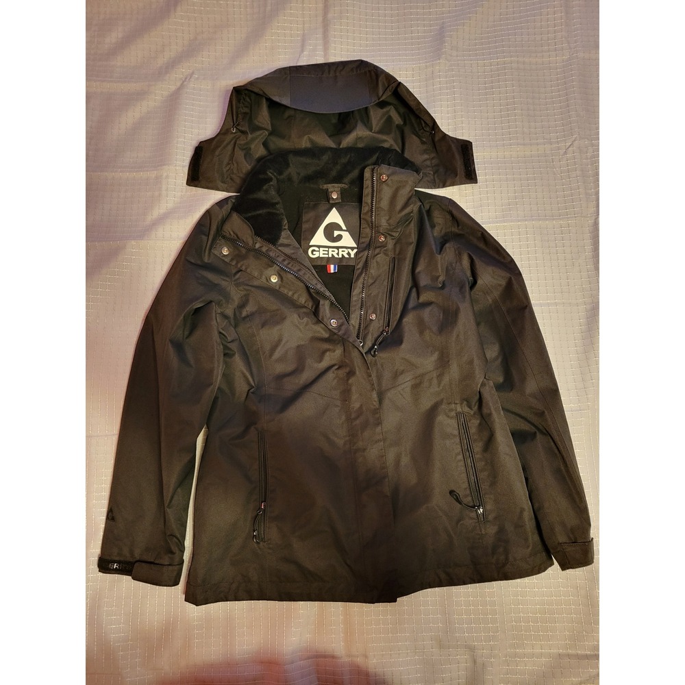 Gerry Mens Hooded Softshell Jacket Black Full Zip Fleece Lined Size M